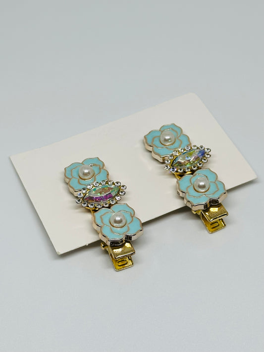 Aqua Rose Hairpins