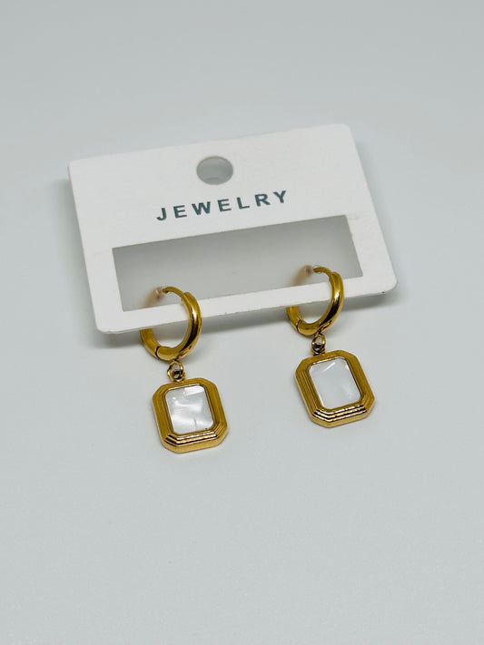 Roche White Earrings